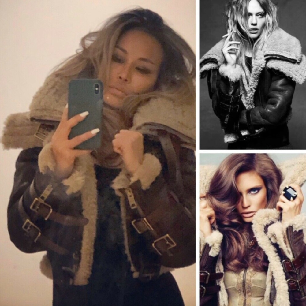 - BURBERRY PRORSUM aviator shearling jacket size 44!